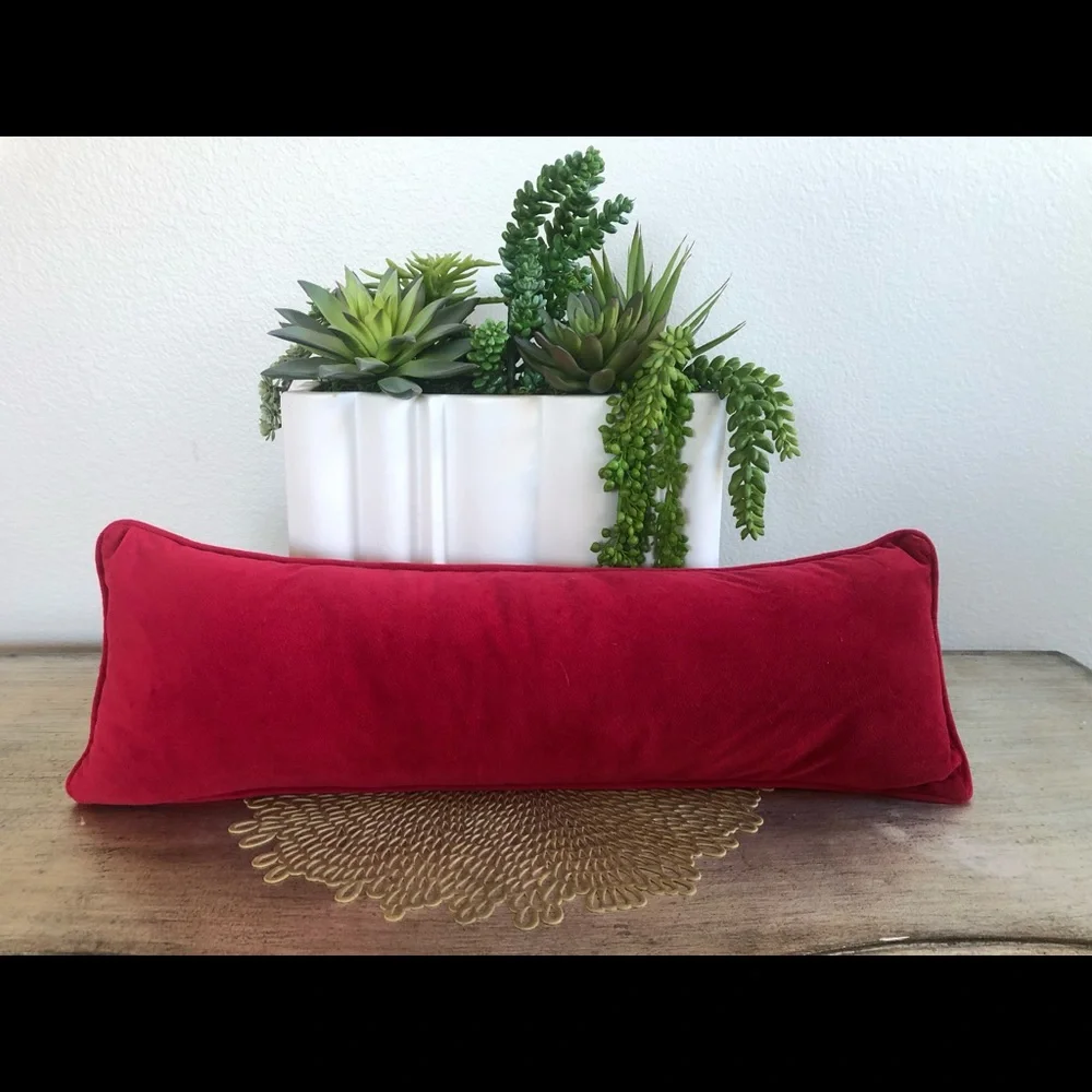 Noel Holiday Red Rectangle Throw Pillow
